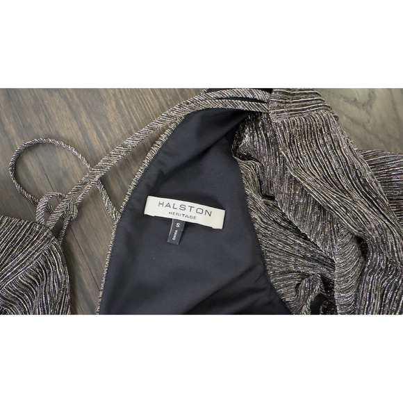 LKnWOT Halston Heritage Revolve‎ Metallic Gold Black V-neck Dress S - Picture 6 of 7